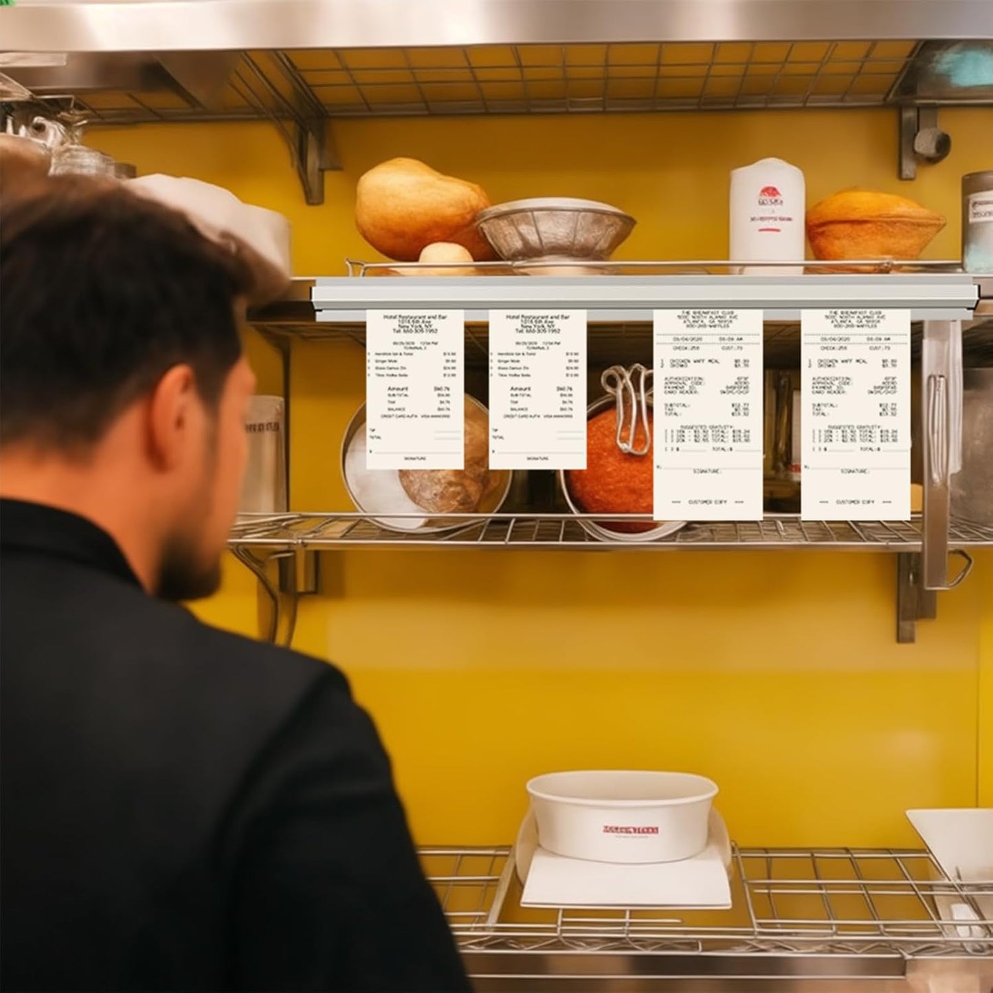 CjgyzTicket Holder for Restaurant, 36/48/60 inches, Restaurant Order Holder，Durable and Easy to use, Suitable for Commercial Kitchens, cafes, Fast-Food(36 Inch, 2 Pcs) (36 Inch)