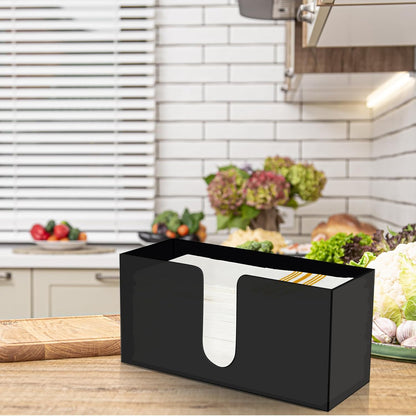 Mumufy 2 Pcs Fold Paper Towel Dispenser Countertop Napkins Dispenser Napkin Holder Multifold Disposable Acrylic Paper Towel for Z or C Fold (Black)