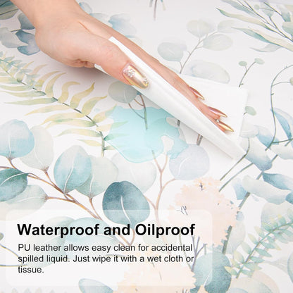 QIYI Large Mouse Pad for Desk, Cute Desk Mat for Desktop, Women Girls Green Office Décor Desk Accessories, PU Leather Waterproof Gaming Mousepad, Eucalyptus Leaf Desk Pad Computer Mat, 31.5" x 15.7"