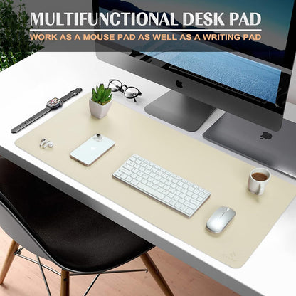 K KNODEL Small Office Leather Desk Mat, Mouse and Keyboard Pad, Computer and Laptop Mat, Desktop Protector and Cover, Writing Pad and Blotter (23.6"x13.8", Ivory Cream)