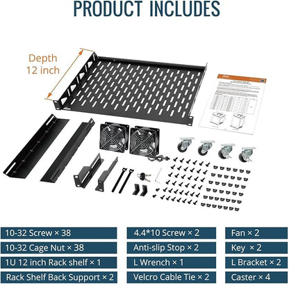 Tecmojo 18U Wall Mount Rack,18U Rack 23.6 Inch Depth,Hold Up to 176 Lbs,Server Rack with Casters,Enclosed Network Cabinet Kit for 19 Inch Network,Server and AV Gear,Glass Door(Elite Collection)