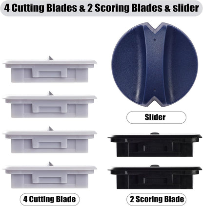 6-Pack Trimmer Replacement Blades for Fiskars Paper Trimmer, Replacement Blade for All Series of Fiskars/Portable&Precision Trimmer,Arts and Crafts,4 Cutting&2 Scoring Blades,a Slider,Blue