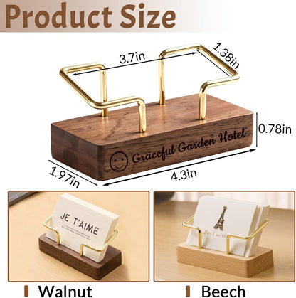 HJX 2Pcs Custom Business Card Holder for Desk - Personalized Engraved Name Logo Wooden Business Card Organizer, Customized Business Card Desktop Display Gifts for Men Women (2 packs)