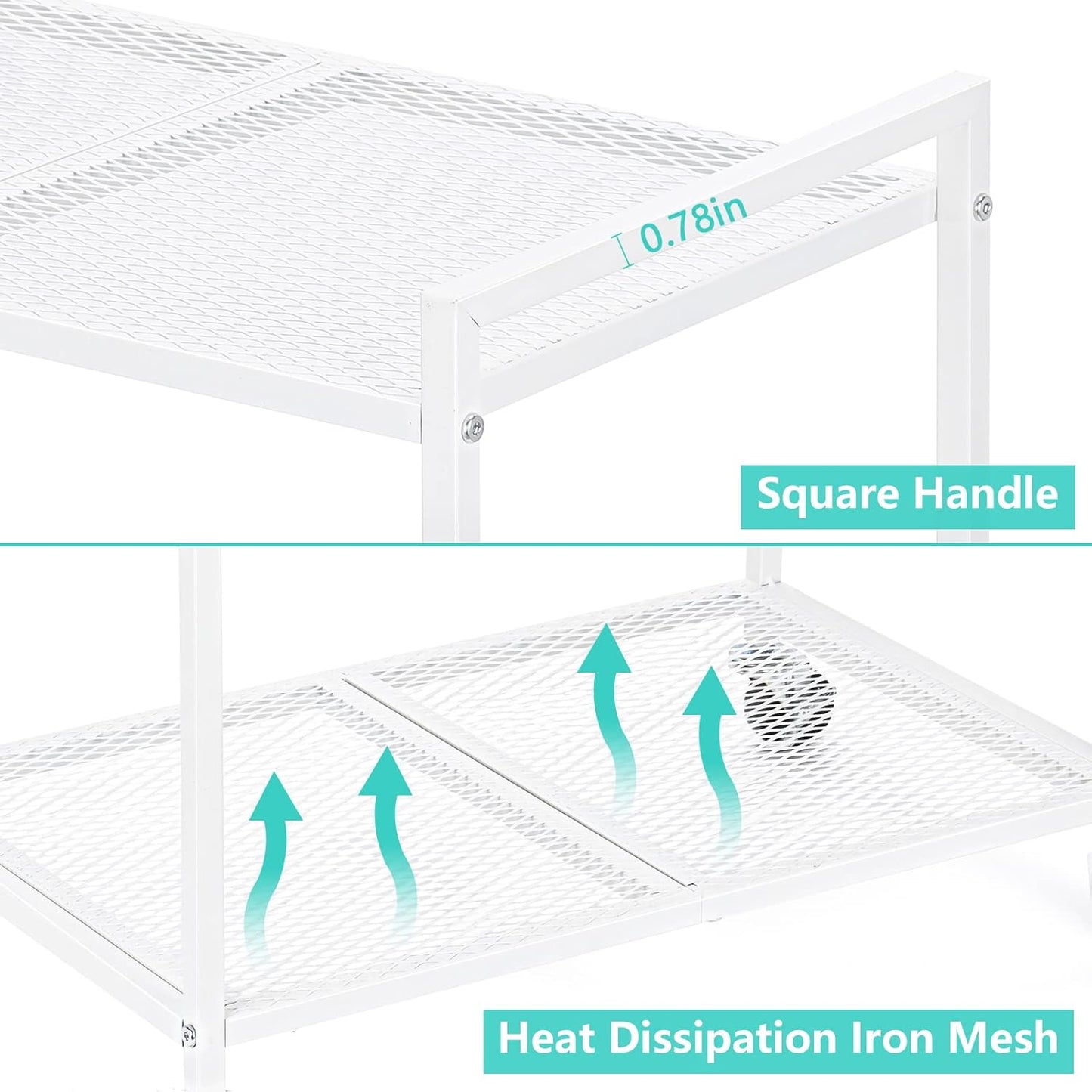 YBING Computer Tower Stand White PC Tower Stand 2 Tier CPU Holder with Wheels Metal Mobile Computer Tower Cart Rolling PC Cart Floor for Fax Home Office