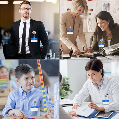 JANYUN 50 Pcs Retractable Badge Reel Clips Holder for Hanging ID Card Name Key Chain (Clear Frosted)