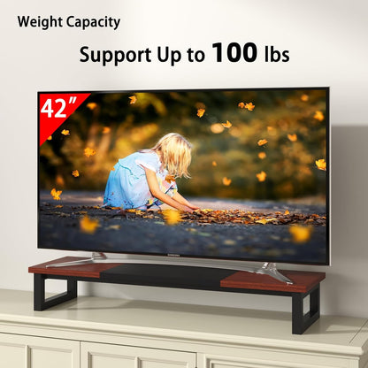 Dual Monitor Stand Riser, 39Inch Large Monitor Stands for 2 Monitors, Computer Monitor Stand, Wooden Desktop Oraganizer Shelf for Office Desk Computer,Laptop,TV