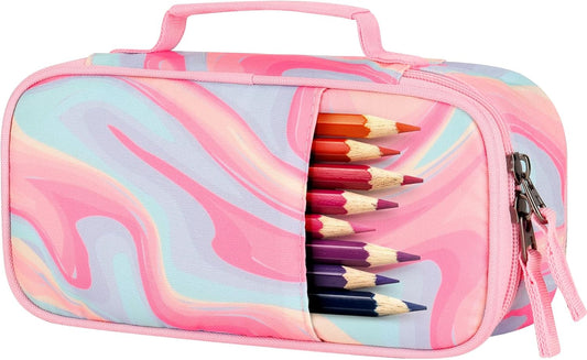 Choco Mocha Fluid Pencil Case for Girls, Soft Pencil Case Kids Pencils Pouch for Kindergarten Girls, Pink