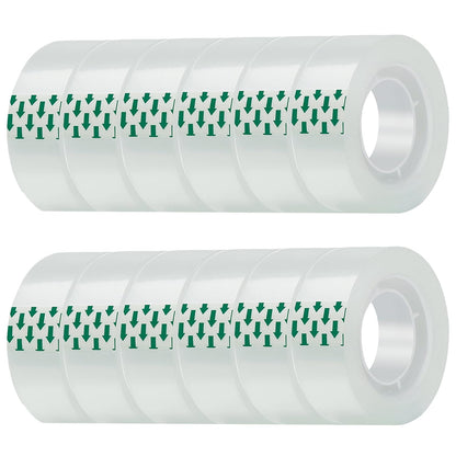 12 Rolls Clear Tape, Transparent Tape Refills, Gift Wrap Tape 3/4 * 1000 inch for Gift Wrapping for Office, Home, School