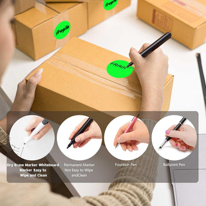 PARLAIM 2 inch Round Color-Code Dot Sticker Labels, 4 Rolls 2000 Adhesive Label Pack in Dispenser Box, Fluorescent Green