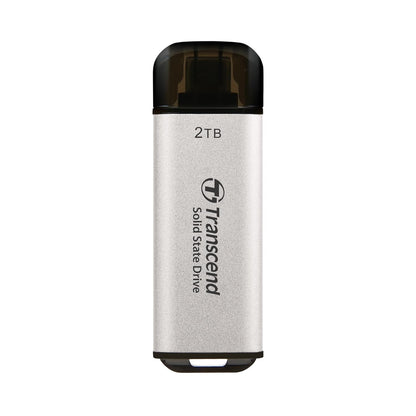 Transcend 2TB External SSD, USB 3.2 Gen2, Up to 1,050MB/s, Portable SSD with Type C, for Steam Deck, ROG Ally, MSI Claw, Windows & Mac, iPhone, iPad, Android, PS5, Xbox, Smart TV, Silver