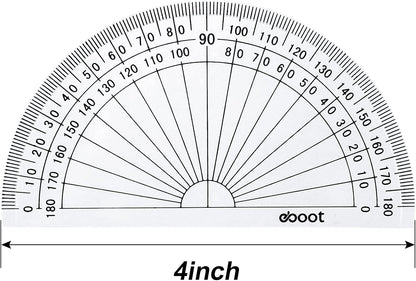 EBOOT 100 Pcs Math Protractors Plastic Protractor 180 Degrees, 4 Inches (Clear)