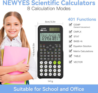 Scientific Calculator for Students, 991 MS Science Calculator for Middle and High School Supplies Calculator with Cover (Black)