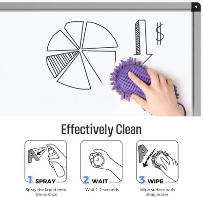 loukin Shag Dry Erase Eraser (3.4 Fl Oz Whiteboard Cleaner Included), Whiteboard Eraser with Suction Cup, Microfiber, Washable, for Classroom, Home and Office Use, Purple