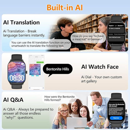 Smart Watch for Women Men with Text and Call, 2025 New AI Smartwatches with Heart Rate/SpO2/Sleep/Stress Monitor, 100+ Sports Modes, GPS Fitness Watches Compatible with iOS/Android (Map, Black)