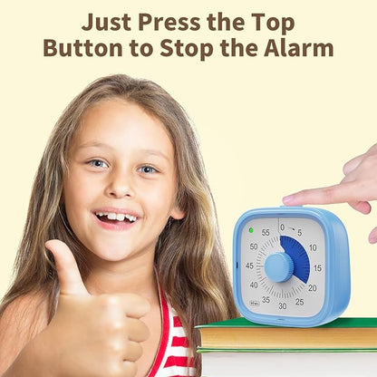 Visual Timer, Pomodoro Timers for Kids Adults, 60-Minute Countdown Desk Timer for Productivity, Silent ADHD Timer for Kids Toddlers, Kitchen for Cooking (Blue)