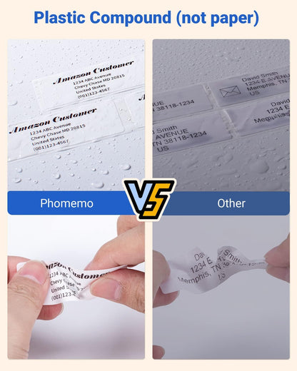 Phomemo Address Labels for M-Series Label Makers, Thermal Mailing Stickers, Easy to Peel Off. White, 1" x 2-5/8", 130 Per Roll, 3 Rolls