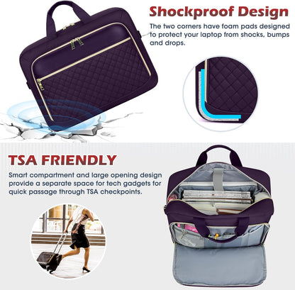 NEWHEY Laptop Bag 17.3 Inch Laptop Briefcase for Women Men Waterproof Shoulder Messenger Bag Large Computer Bag for Business Office Work College, Purple