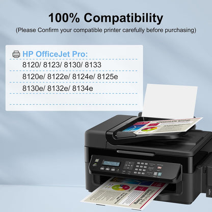 923e Ink cartridges Compatible Replacement for HP OfficeJet Pro 8120/ 8120e/ 8123/8130/ 8124e/ 8122e Printers(4 Pack, BK/C/M/Y)