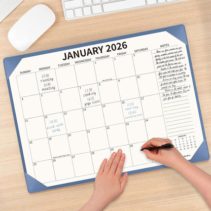 Desk Calendar 2025-2026 Large 22x17, July 2025-December 2026, 18 Months Big Desk Pad Calendar with Desktop Mat and Plastic Cover for Home Office School Planning, Blue