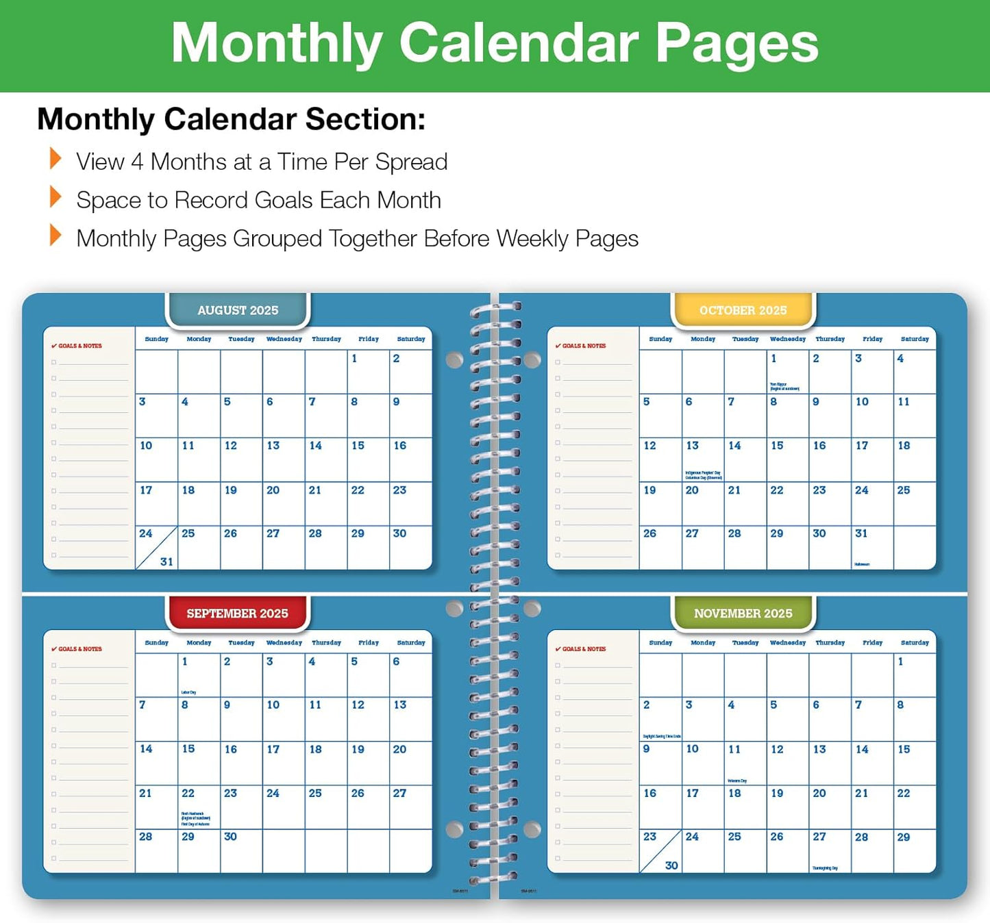 Global Datebooks Dated Middle School or High School Student Planner for Academic Year 2025-2026 Includes Ruler/Bookmark and Planning Stickers (Matrix Style - 8.5"x11" - Halftone Blue)