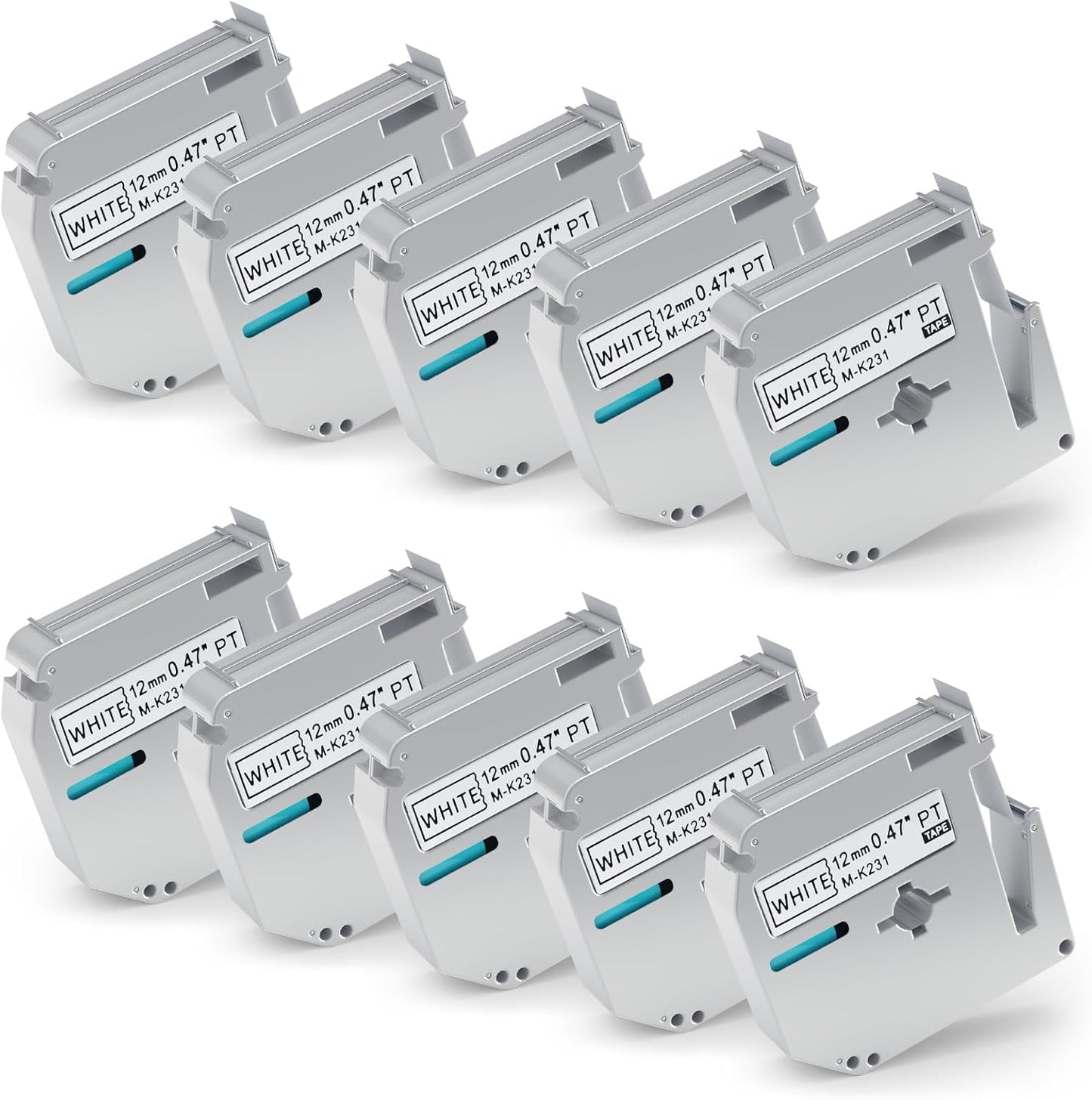 10 Pack M-K231 M Tape 12mm Compatible with M-K231s Brother Label Tape Black on White 0.47 Inch for P Touch PT-M95 PT95 PT65 PT-65 PT70 PT85 PT90 Label Maker Tape Refill