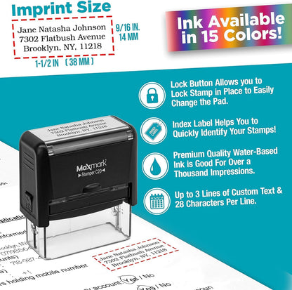 MaxMark Customized Signature Stamp - Small Size -Self-Inking Stamp Customized with Your Signature - Choose from 15 Ink Colors