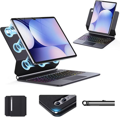 Keyboard Case for Samsung Galaxy Tab S10+ Plus/S9+ Plus/S9 FE+ Plus/S8+ Plus/S7+ Plus/S7 FE Case with Keyboard 12.4" (Black)