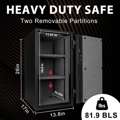 TIGERKING Fireproof Safe,3.47 Cubic Feet Home Safe Box, Large Steel Digital Safes Box with Digital Lock for Home and Office