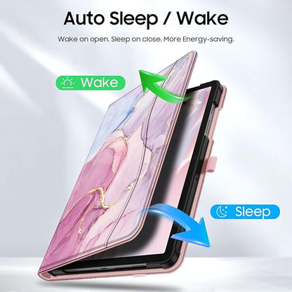 Fintie Case for Samsung Galaxy Tab A9 Plus/A9+ 5G 11 Inch 2023 Model (SM-X210/X216/X218), Multi-Angle Viewing Smart Stand Back Cover with Pocket Auto Wake/Sleep, Dreamy Marble