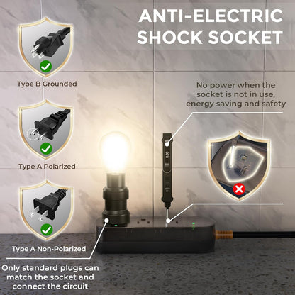 Power Strip Weatherproof, Transparent Surge Protector with 3 Wide Outlets, 1625W/13A,5FT Flat Plug Multi-Plug Outdoor Extension Cord for Indoor Outdoor, UL FCC Listed