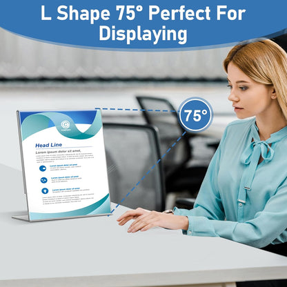 Acrylic Sign Holder 5x7 Inches, 13 Pack Clear Plastic Table Flyer Display Stand, L-Shape Vertical Menu Paper Holder Stand, Clear Picture Photo Flyer Display Stand for Restaurants, Store Fair,Office