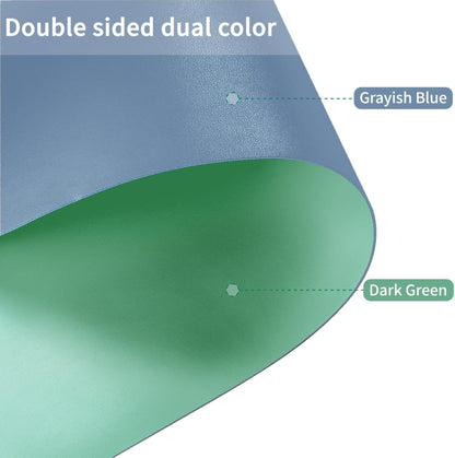 Leather Table Cover,1.8mm Thick,17x72 Inch Desk Cover,Dresser Cover Top,Dresser Protector Top,Dresser Cover,End Table Cover.(Grayish Blue+Dark Green,17x72)