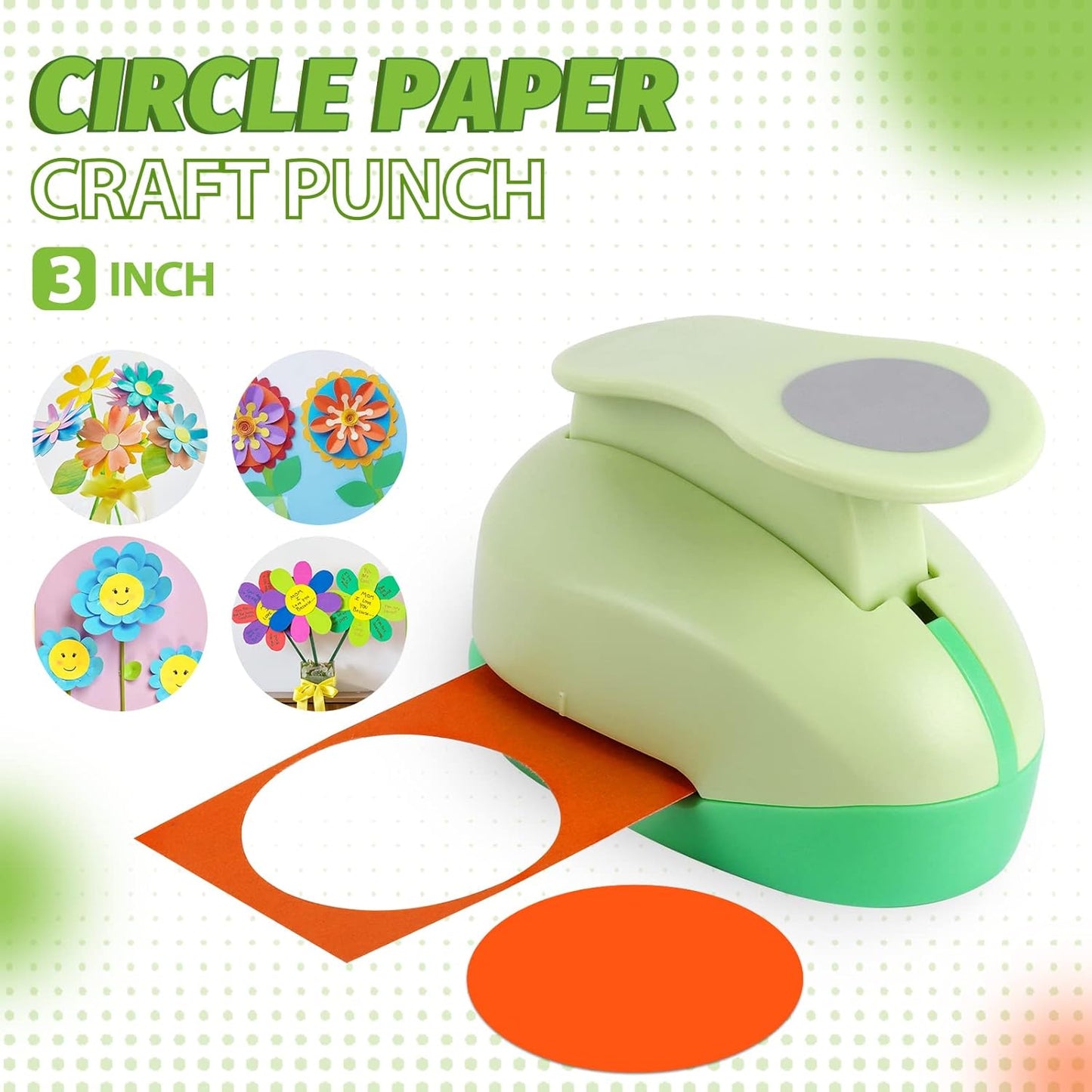UCEC Paper Punch, 3 Inch Circle Punch Large Hole Puncher Paper Circles Craft Puncher Handmade Paper Punches for Crafting Scrapbooking Cards Arts Fun Projects Back to School Supplies