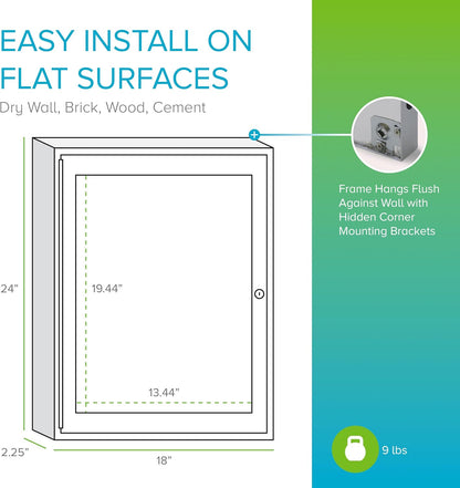 Ghent 24"x18" 1-Door Outdoor Enclosed Vinyl Bulletin Board, Shatter Resistant, with Lock, Satin Aluminum Frame - Ivory (PA12418VX-185), Made in the USA