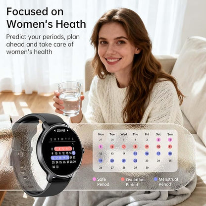Smart Watch for Women Men, 1.27" AMOLED Screen Smartwatch with Answer/Make Call for iPhone/Android/Samsung, Fitness Tracker with 120+ Sport Modes, Heart Rate/Sleep Monitor, IP68 Waterproof, 2 Bands