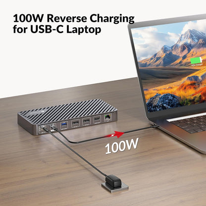 Docking Station Triple Monitor, 4K@60Hz (2 DP + 1 HDMI), 100W Laptop Charging, 10Gbps USB-C/A, Ethernet, Audio, SD, Plug & Play USB-C Dock for MacBook/Chrome/Dell/HP/Lenovo