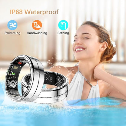 Fit Ring, Smart Health Rings for Women Men with Heart Rate,Blood Oxygen,HRV,Stress Level, Sleep Monitor, Step Tracker, No Subscription Fee, IP68 Waterproof Smart Ring for iphone &Android (Silver, 10#)