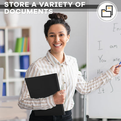 Henoyso 36 Pcs Plastic Folder with Clear Front Pocket and 3 Prong Plastic Folders with Card Slot Pocket Folders with Prongs for School Office (Black)