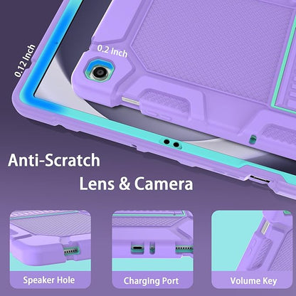 Rantice Shockproof Rugged Cover for Samsung Galaxy Tab A9+ 10.9 Inch, Purple+Green Case with Kickstand, 2023 Model (SM-X210/X216/X218)