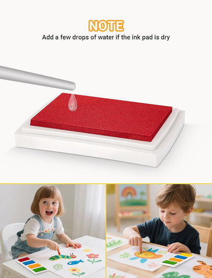 MERDTTES 15 Colors Craft Ink Pads, Washable Finger Ink Pads for Stamps for Kids DIY, Paper, Wood Fabric, Scrapbooking, Rubber Stamps (15 Pack)