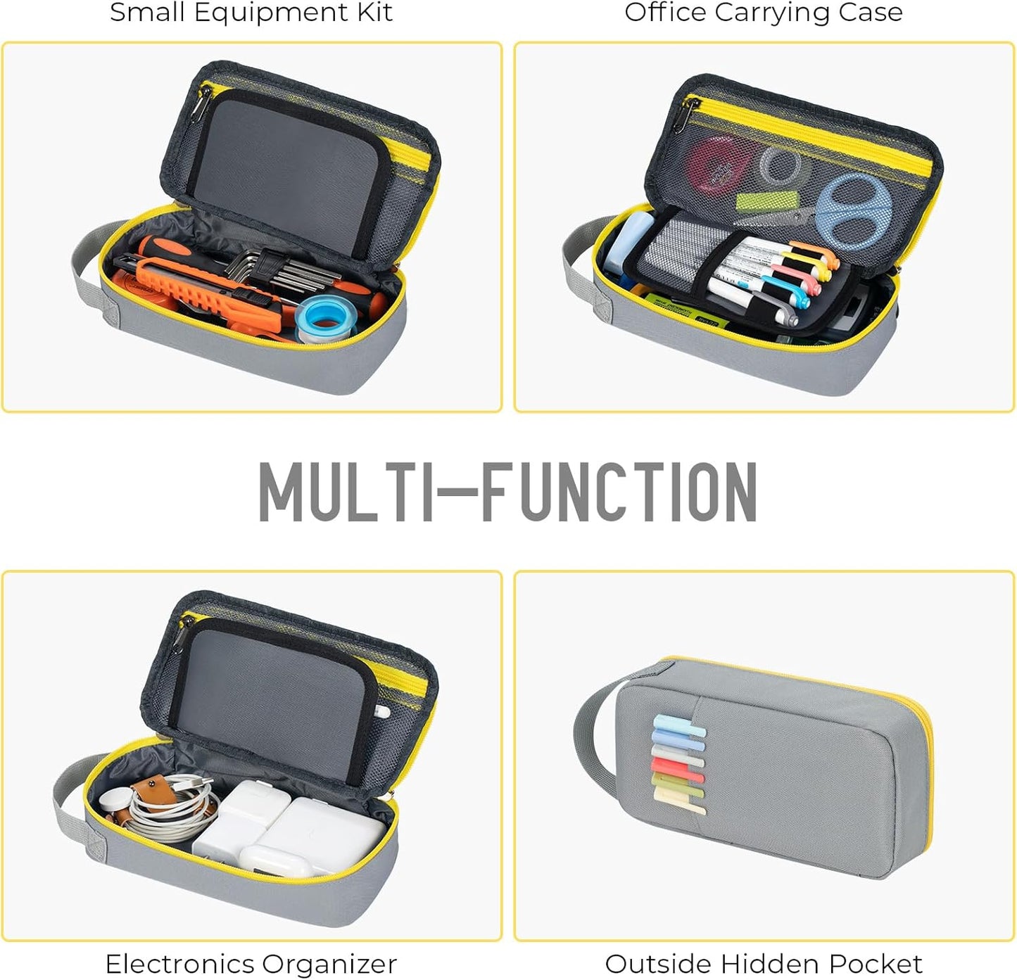 ECHSRT Big Pencil Case, Aesthetic Portable Zipper Pencil Bag with Hidden Pocket, Special Pouch for Men Women Adults, Stationery Organizer Pen Cases for Office Travel, Grey