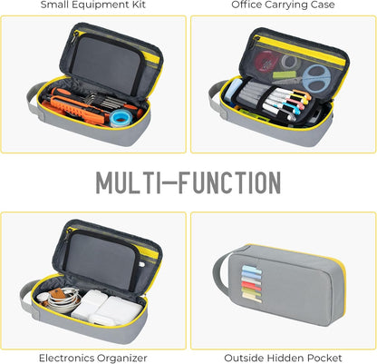 ECHSRT Big Pencil Case, Aesthetic Portable Zipper Pencil Bag with Hidden Pocket, Special Pouch for Men Women Adults, Stationery Organizer Pen Cases for Office Travel, Grey