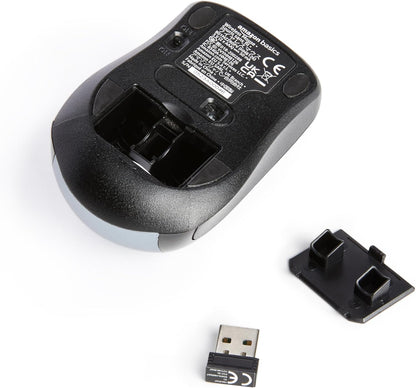 Amazon Basics 2.4 Ghz Wireless Optical Computer Mouse with USB Nano Receiver, Silver
