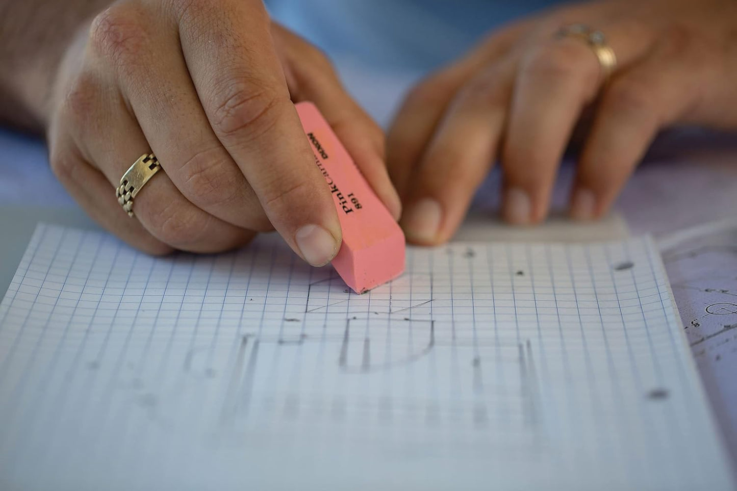 Dixon Pink Carnation Wedge Erasers, Medium, Pink, 2" x .75", 12-Pack (38900)