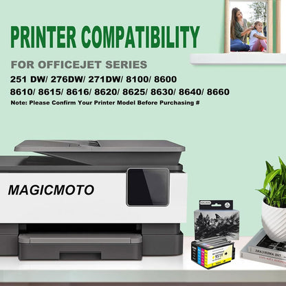 4 Pack 950XL 951XL Ink Cartridges Combo Pack Replacement for HP 950 951 Ink Cartridges for HP OfficeJet Pro 8100 8110 8600 8610 8615 8616 8620 8625 8630 8640 8660 251DW 276DW 271DW, (BK, C, M, Y)