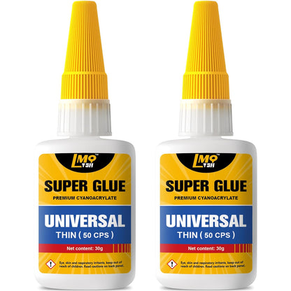 Super Glue Clear 60 Gram Liquid, All Purpose Superglue Instant Cyanoacrylate Adhesive for Plastic Ceramic Wood Leather Rubber Metal Glass Pla Shoe Sole Repair, Heavy Duty CA Oily Glue Strong Bonding