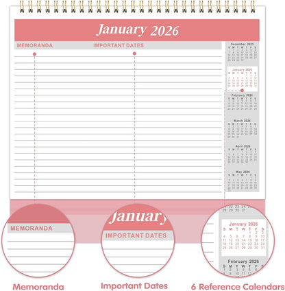 2026 Desk Calendar - Jan. 2026 – Dec. 2026, Standing Flip Calendar 2026, 12 Months Desktop Calendar, 10" x 8.3", Thick Paper, Strong Binding, Stand Up, with Memo Pages ＆ Blank Blocks