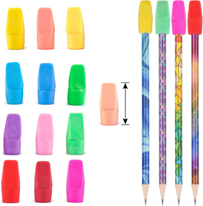 500 Pack Pencil Eraser Caps Pastel Colors Latex Free Pencil Pencil Eraser Toppers Arrowhead Caps Erasers for School Supplies,Deep Color