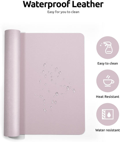 YSAGi Leather Desk Protector, Office Mat, Large Mouse Mat, Non-Slip PU Leather Blotter, Laptop Desk Mat, Waterproof Writing Pad for Office and Home (Grayish Lavender, 31.5" x 15.8")