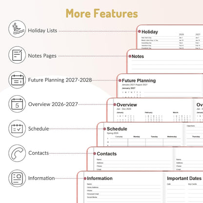 Forvencer Pocket Planner 2026, Weekly Monthly Planners with Month Tabs for Purse, 3.5" x 6", Jan 2025-Dec 2026, Cute Small Daily Academic Calendar, Elastic Band, Hardcover Agenda for Women, Teacher